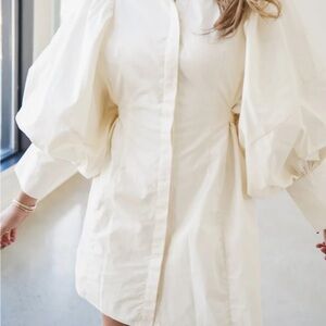 Elegant Cream Puff Sleeve Dress